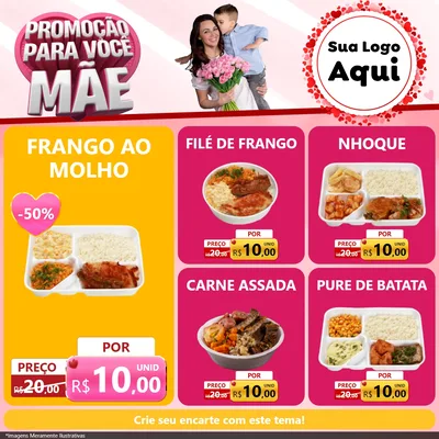 Modelo de Rede Social para Feed Facebook com o tema Promoção Para Você Mãe para Restaurante