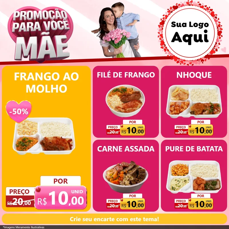 Modelo de Rede Social para Feed Facebook com o tema Promoção Para Você Mãe para Restaurante