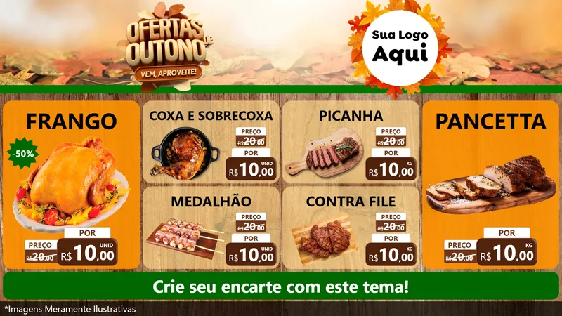 Modelo de TV para TV Horizontal com o tema Ofertas de Outono - Vem, Aproveite! para Assados