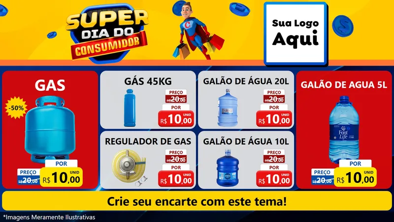 Modelo de TV para TV Horizontal com o tema Super Dia do Consumidor para Água e gás