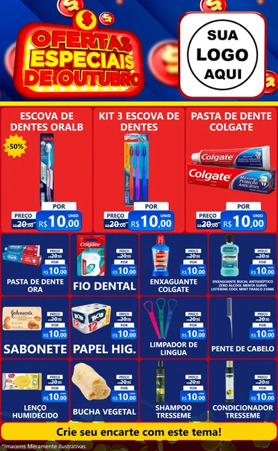 Modelo de Encarte para Encarte Grande com o tema Ofertas Especiais de Outubro para Higiene Pessoal