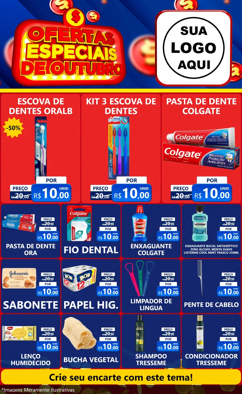 Modelo de Encarte para Encarte Grande com o tema Ofertas Especiais de Outubro para Higiene Pessoal