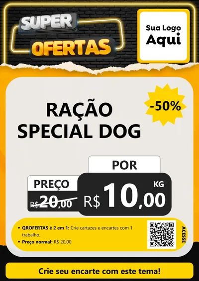 Modelo de Cartaz para Cartaz A4 Vertical com o tema Super Ofertas para Pet Shop
