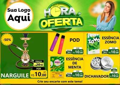Modelo de Encarte para Encarte A4 Horizontal com o tema Hora da Oferta para Tabacaria