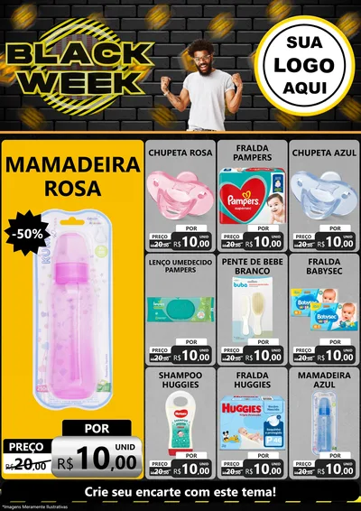 Modelo de Encarte para Encarte A4 Vertical com o tema Black Week para Bebês