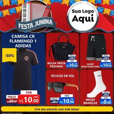 Modelo de Rede Social para Feed Facebook com o tema Festa Junina para Roupas e acessórios