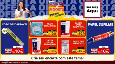 Modelo de TV para TV Horizontal com o tema Ofertas de Agosto - Preços Incríveis para Embalagens