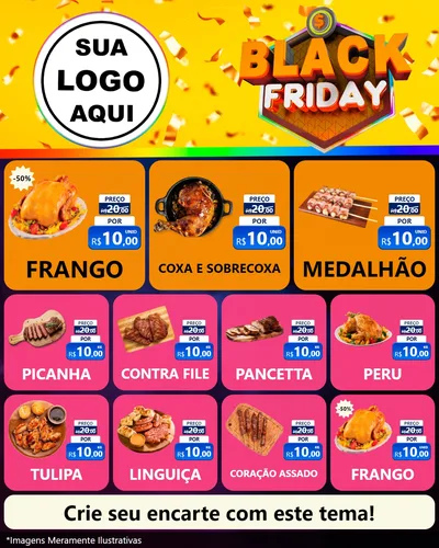 Modelo de Rede Social para Feed Instagram com o tema Black Friday para Assados