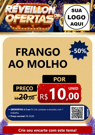 Modelo de Cartaz para Cartaz A4 Vertical com o tema Réveillon de Ofertas para Restaurante