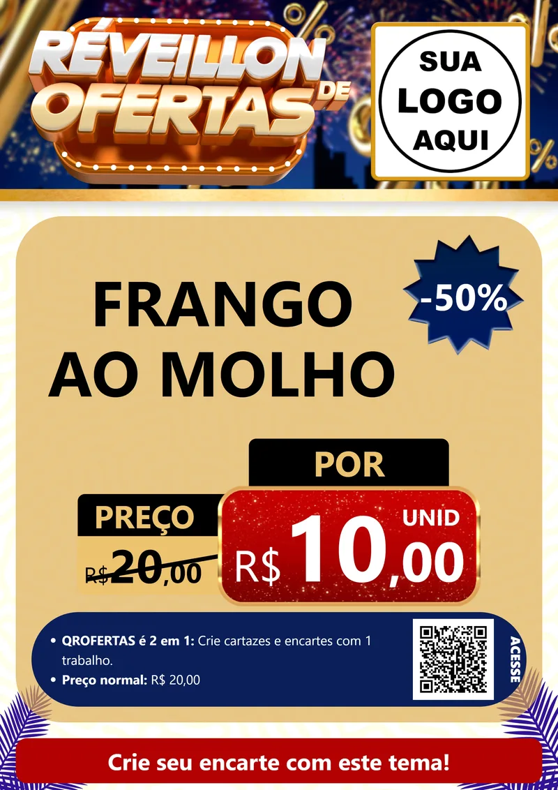 Modelo de Cartaz para Cartaz A4 Vertical com o tema Réveillon de Ofertas para Restaurante
