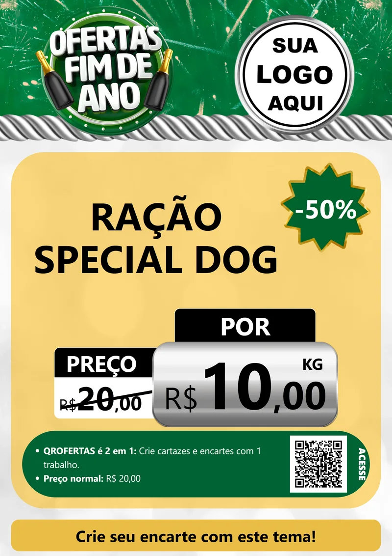 Modelo de Cartaz para Cartaz A4 Vertical com o tema Ofertas Fim de Ano para Pet Shop