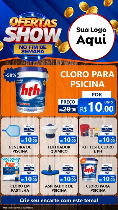 Modelo de Rede Social para Stories com o tema Ofertas Show No Fim De Semana para Produtos para Piscina