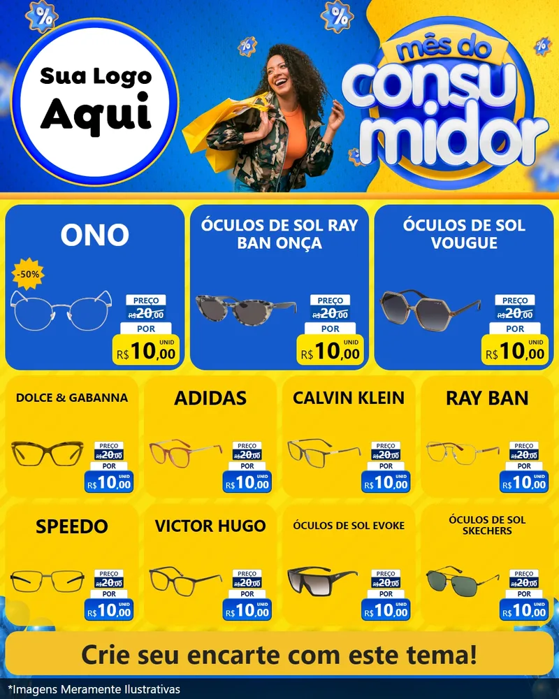 Modelo de Rede Social para Feed Instagram com o tema Mês do Consumidor para Óticas