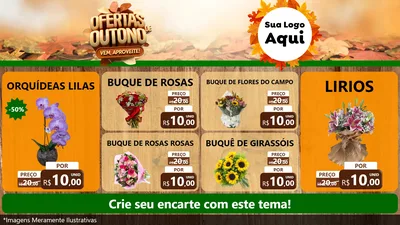 Modelo de TV para TV Horizontal com o tema Ofertas de Outono - Vem, Aproveite! para Floricultura e jardim