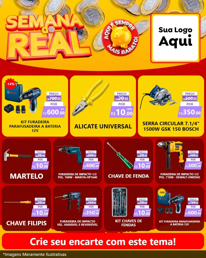 Modelo de Rede Social para Feed Instagram com o tema Semana do Real para Maquinas e Ferramentas