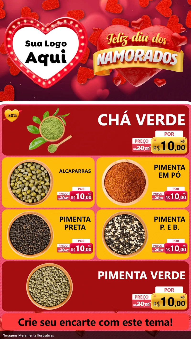 Modelo de TV para TV Vertical com o tema Feliz Dia Dos Namorados para Produtos Naturais