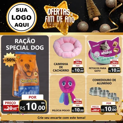Modelo de Rede Social para Feed Facebook com o tema Ofertas de Fim de Ano para Pet Shop