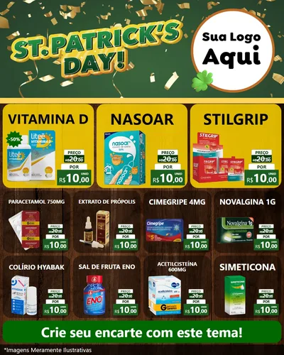 Modelo de Rede Social para Feed Instagram com o tema St Patriks Day para Farmácia