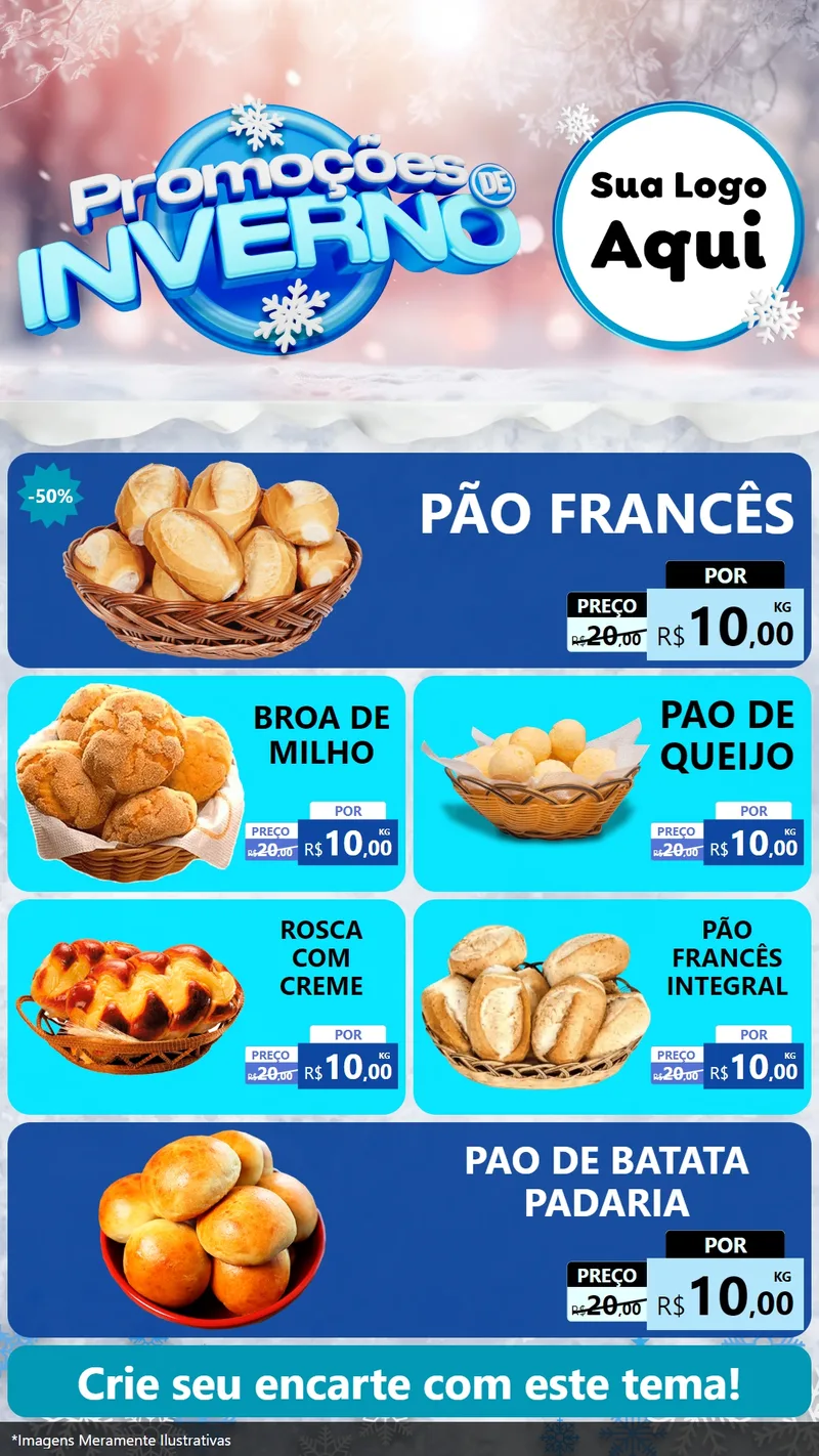 Modelo de TV para TV Vertical com o tema Promoções de Inverno para Padaria