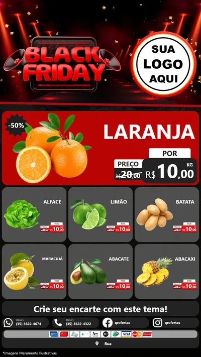 Modelo de Rede Social para Stories com o tema Black Friday para Hortifrúti