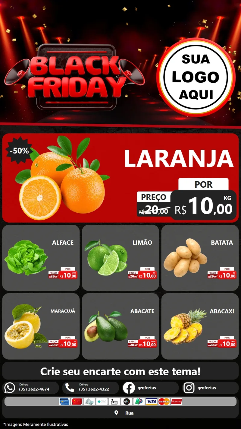 Modelo de Rede Social para Stories com o tema Black Friday para Hortifrúti