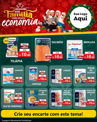Modelo de Rede Social para Feed Instagram com o tema Momento em Família (Natal) para Peixaria