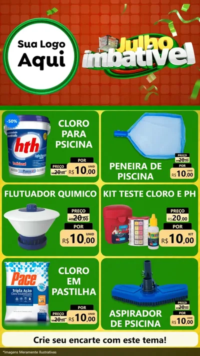Modelo de Rede Social para Stories com o tema Julho Imbatível para Produtos para Piscina