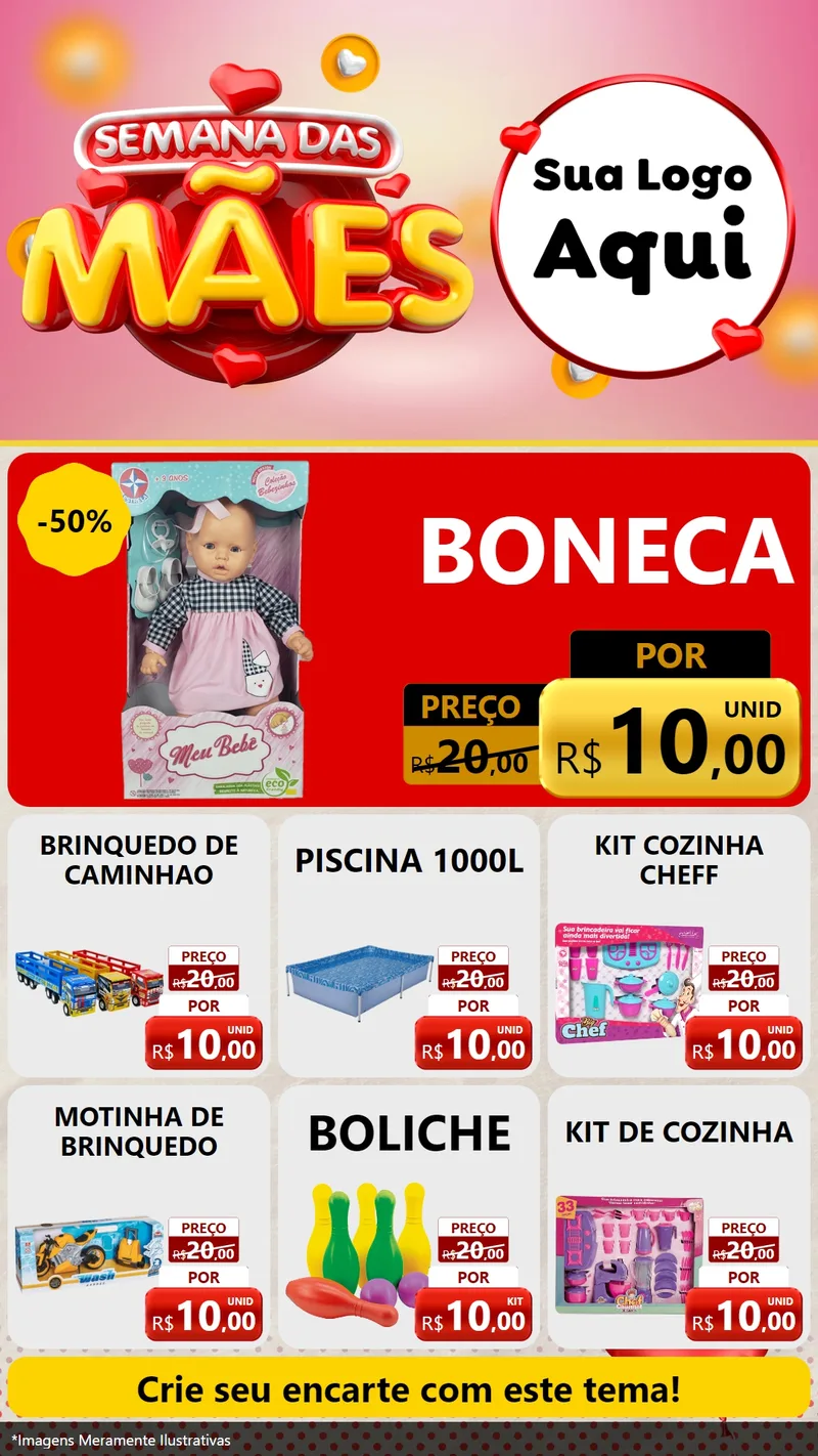 Modelo de Rede Social para Stories com o tema Semana das Mães para Brinquedos