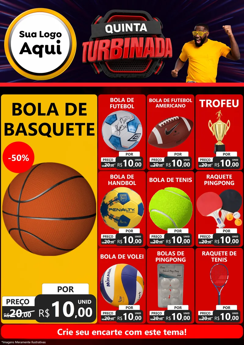 Modelo de Encarte para Encarte A4 Vertical com o tema Quinta Turbinada para Artigos Esportivos