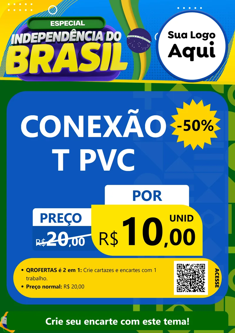 Modelo de Cartaz para Cartaz A4 Vertical com o tema Especial Independência do Brasil para Tubos e conexões