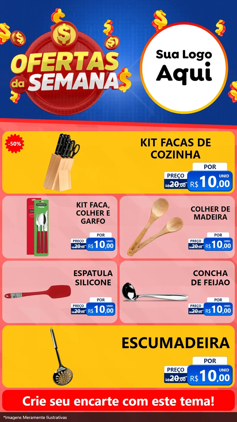 Modelo de TV para TV Vertical com o tema Ofertas Da Semana para Utilidades Domésticas