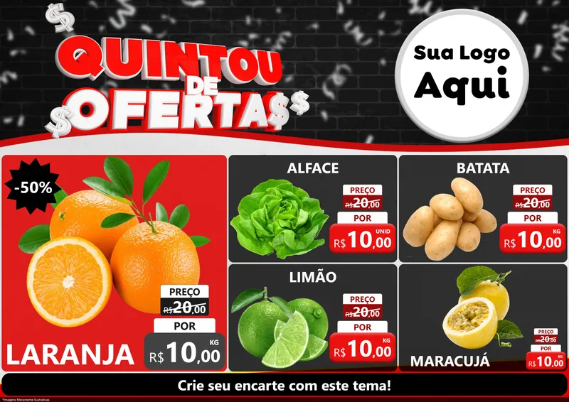 Modelo de Encarte para Encarte A4 Horizontal com o tema Quintou de Ofertas para Hortifrúti