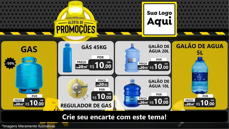 Modelo de TV para TV Horizontal com o tema Alerta de Promoções para Água e gás