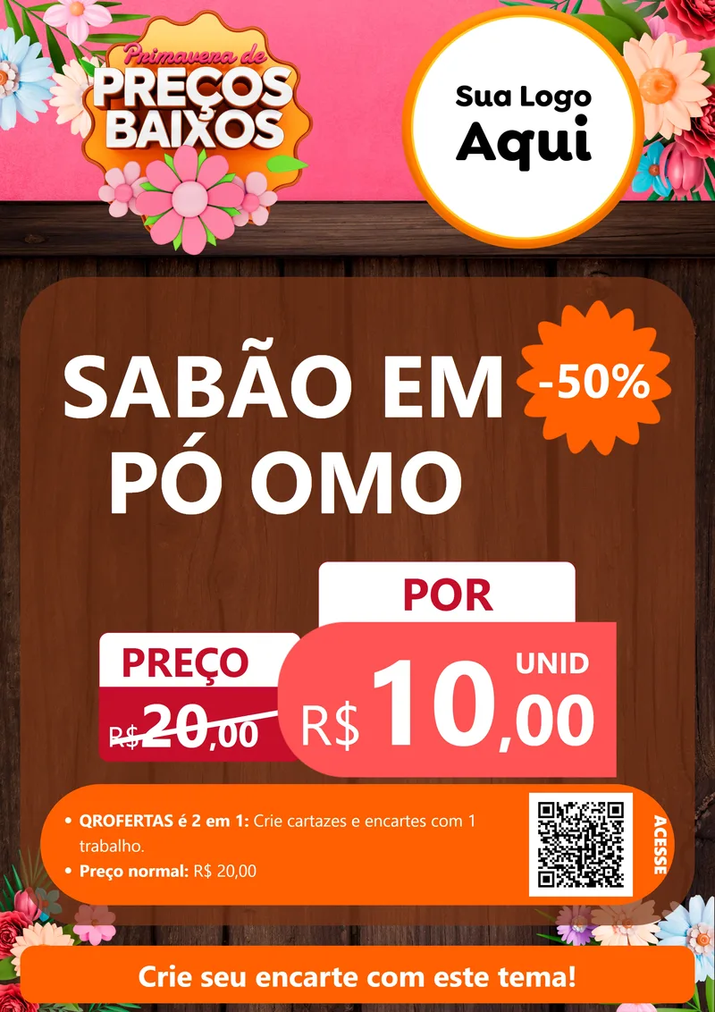Modelo de Cartaz para Cartaz A4 Vertical com o tema Primavera de Preços Baixos para Produtos de Limpeza