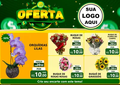 Modelo de Encarte para Encarte A4 Horizontal com o tema Oferta para Floricultura e jardim