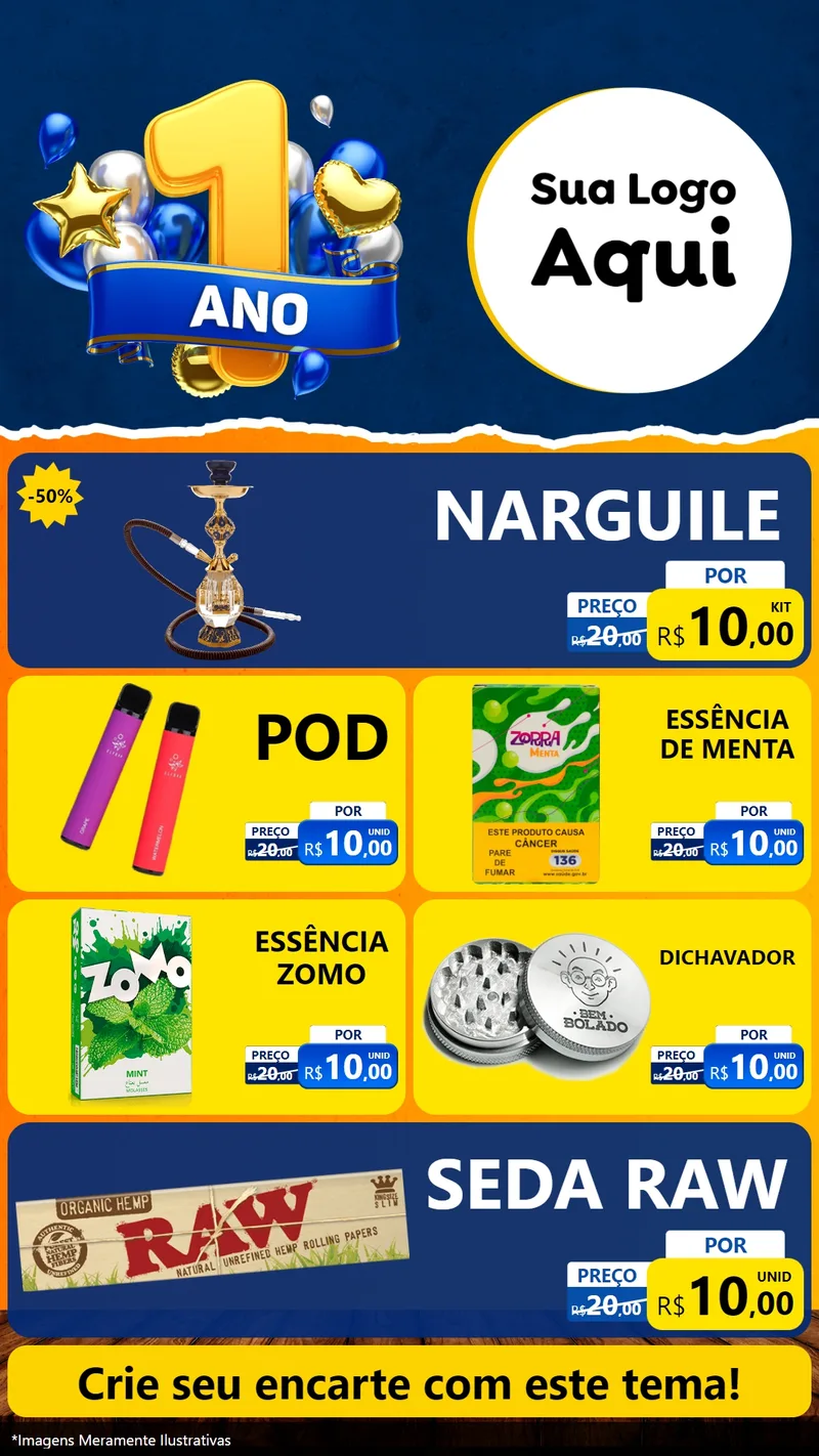 Modelo de TV para TV Vertical com o tema Um Ano de Aniversário para Tabacaria