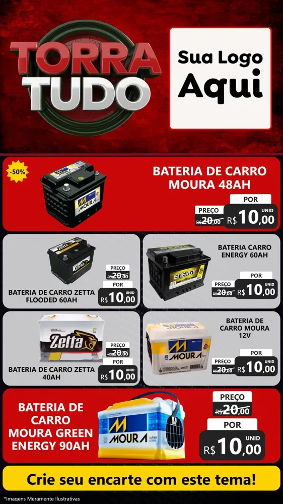 Modelo de TV para TV Vertical com o tema Torra Tudo para Baterias Elétricas