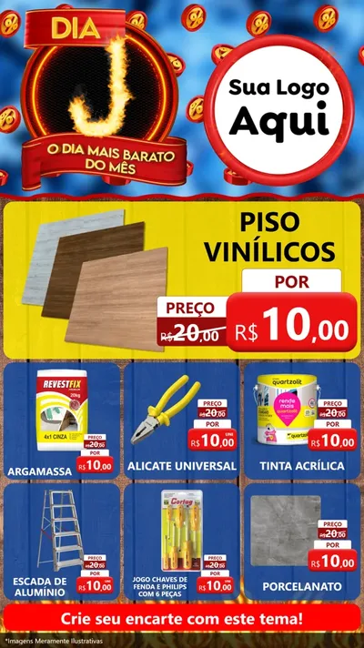 Modelo de Rede Social para Stories com o tema Dia J - O Dia Mais Barato Do Mês para Material para Construção
