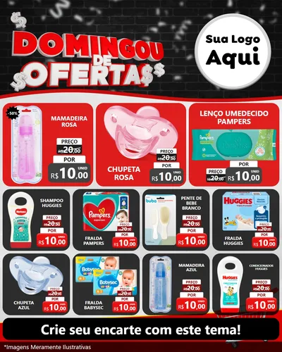 Modelo de Rede Social para Feed Instagram com o tema Domingou de Ofertas para Bebês