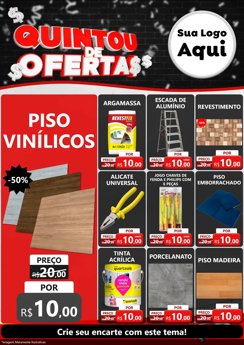 Modelo de Encarte para Encarte A4 Vertical com o tema Quintou de Ofertas para Material para Construção