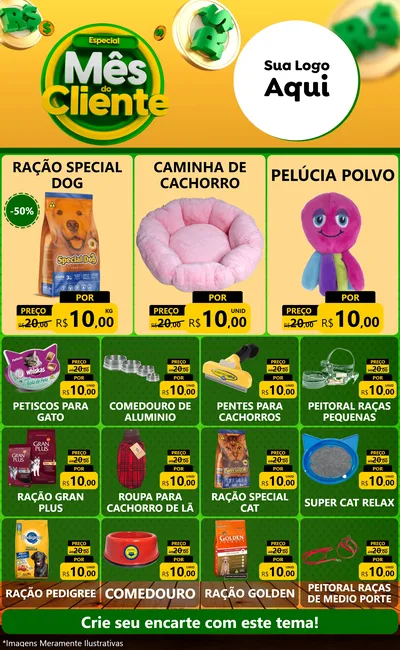 Modelo de Encarte para Encarte Grande com o tema Especial Mês do Cliente para Pet Shop