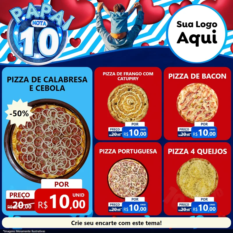 Modelo de Rede Social para Feed Facebook com o tema Papai Nota 10 para Pizzaria