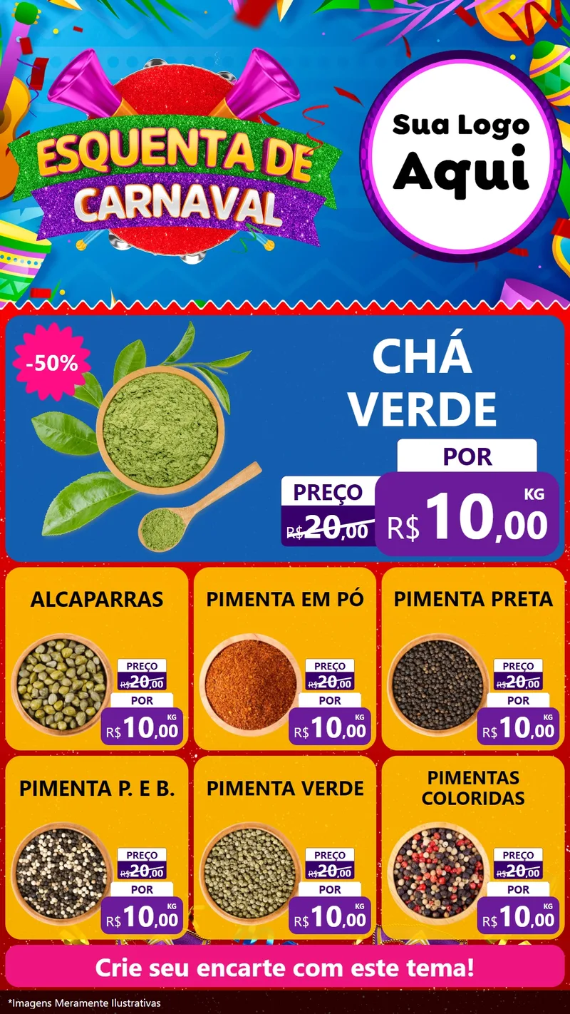 Modelo de Rede Social para Stories com o tema Esquenta de Carnaval para Produtos Naturais