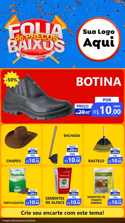 Modelo de Rede Social para Stories com o tema Folia de Preços Baixos para Agropecuária