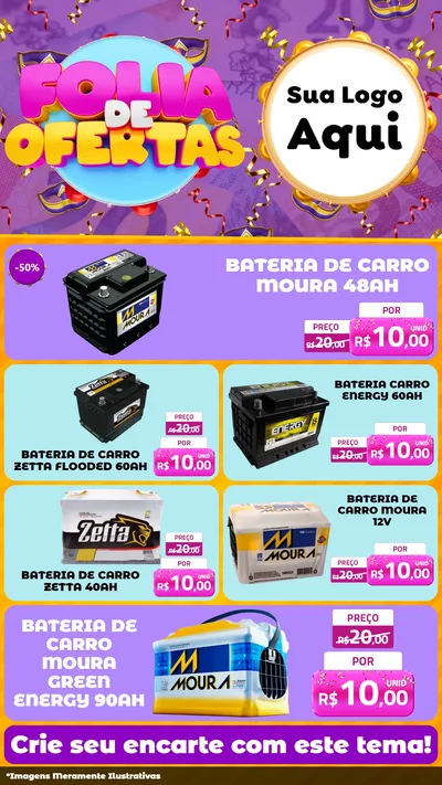 Modelo de TV para TV Vertical com o tema Folia de Ofertas para Baterias Elétricas