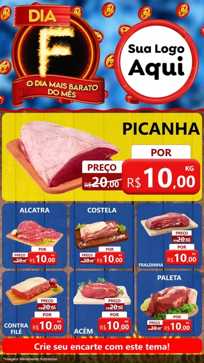 Modelo de Rede Social para Stories com o tema Dia F - O Dia Mais Barato Do Mês para Açougue