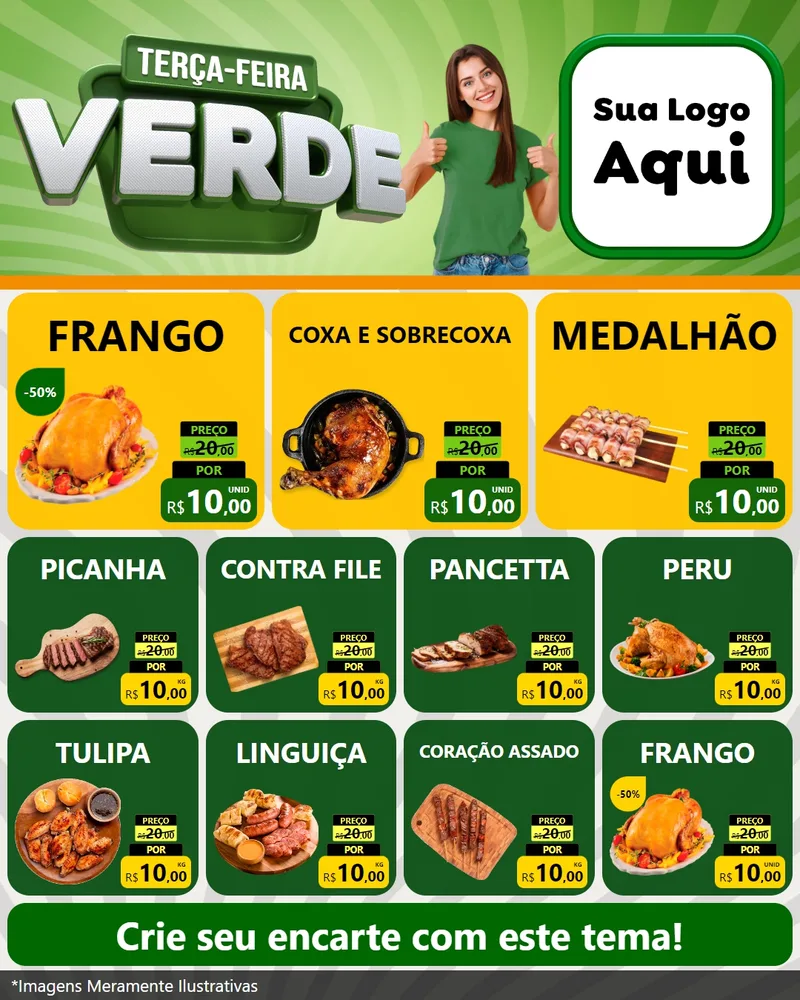 Modelo de Rede Social para Feed Instagram com o tema Terça - Feira Verde para Assados