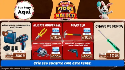 Modelo de TV para TV Horizontal com o tema O Coelho Ficou Maluco - Páscoa para Maquinas e Ferramentas