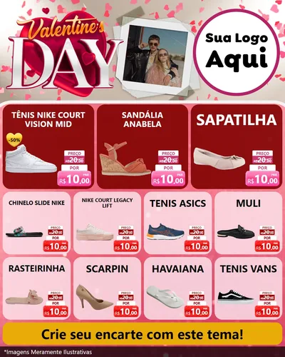 Modelo de Rede Social para Feed Instagram com o tema Valentine's Day para Calçados