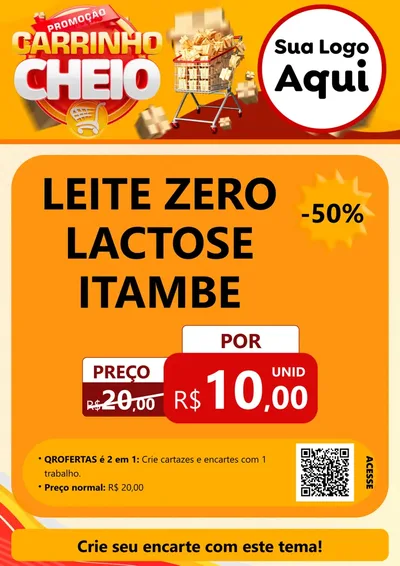 Modelo de Cartaz para Cartaz A4 Vertical com o tema Promoção carrinho cheio para Frios e Laticínios